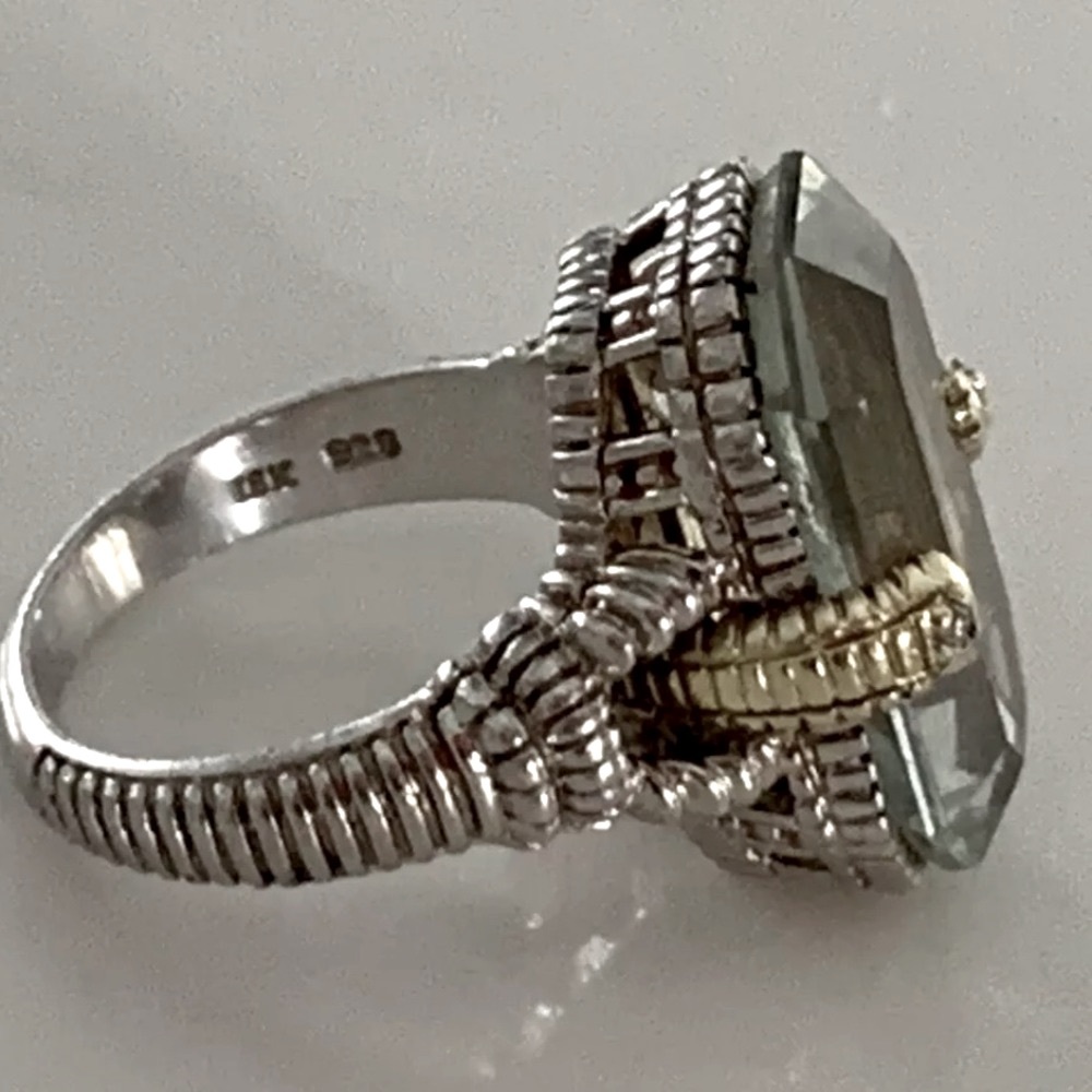 ❤️ Judith Ripka JR TWO 18K 925 Green Prasiolite (Green Amethyst) Diamond Ring - Picture 8 of 13